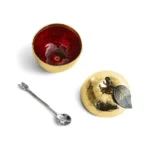 Michael Aram Apple Honey Pot w Spoon Nickelplate Gold - Image 4
