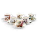 Roberto Cavalli FLOWERS Set 6 Pcs Coffee Cup & Saucer