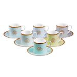 Roberto Cavalli LIZZARD SUNRISE Coffee Cup & Saucer Set 6 Pcs