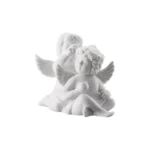 Engel klein Weiss matt Pair angels w.wreath 6cm