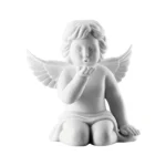 Engel klein Weiss matt/ Angel kissing hand 14cm