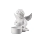 Engel klein Weiss matt Angel w. flor.wreath 10cm