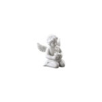 Engel klein Weiss matt Angel with flowerpot 6cm